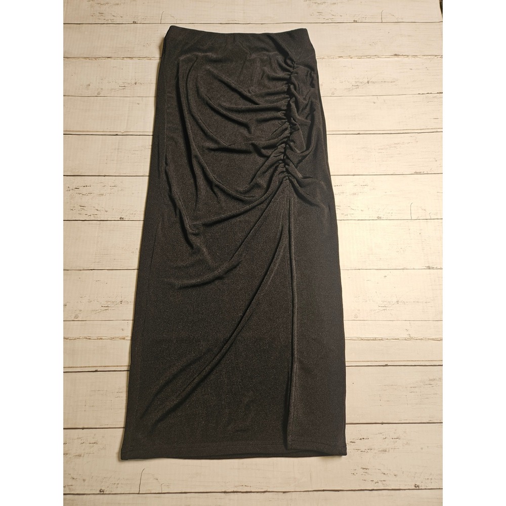 Francesca's Womens Small Black Skirt Ruched Cinched Bodycon NEW